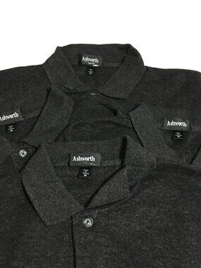 Lot of 4 VINTAGE Ashworth Golf Sweatshirt Men Medium Gray Knit Polo Long Sleeve